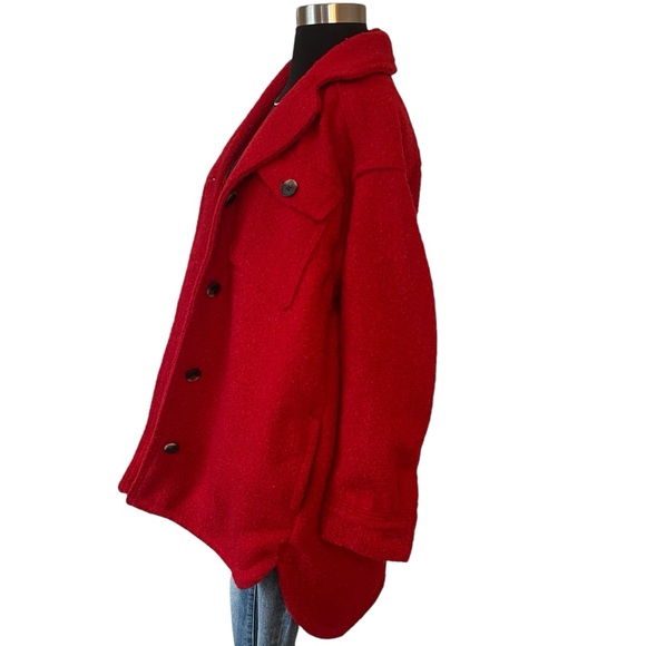 Old Navy bouclé wool blend shacket Robbie Red small - Picture 2 of 15